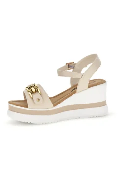 Sandali beige con zeppa e memory soft E804-ENERGY Clearance