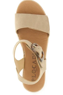 Sandali beige con zeppa made in Italy 11076005-PLOCADI New