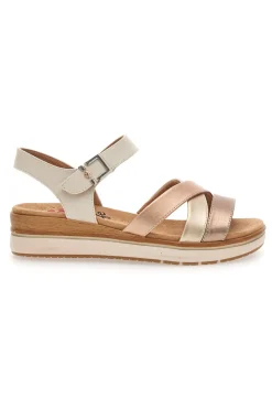Sandali beige e oro con zeppa 67172670201-RELIFE Online
