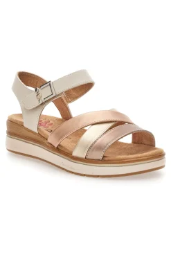 Sandali beige e oro con zeppa 67172670201-RELIFE Online