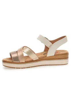 Sandali beige e oro con zeppa 67172670201-RELIFE Online