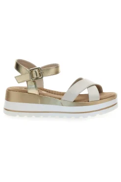 Sandali Beige e Platino Con Platform di 5,5 Cm 492-ENERGY Clearance
