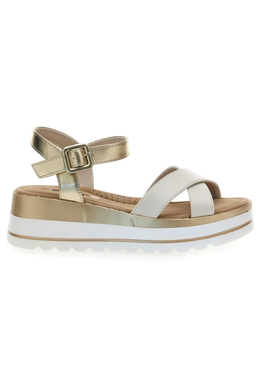 Sandali Beige e Platino Con Platform di 5,5 Cm 492-ENERGY Clearance