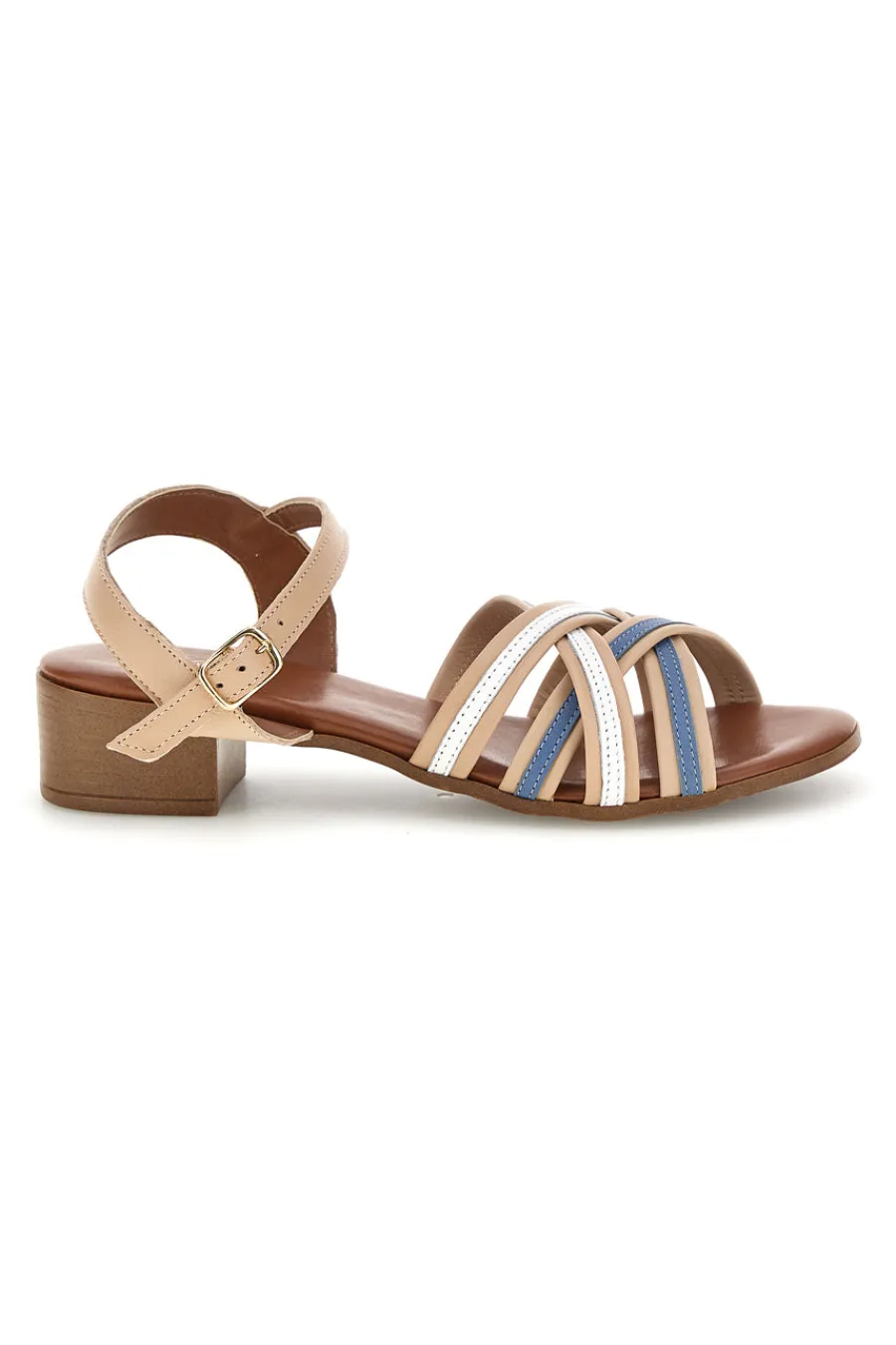 Sandali in pelle con tacco basso e listini 243110-PITTARELLO LOOK New