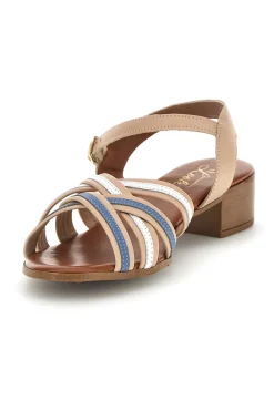 Sandali in pelle con tacco basso e listini 243110-PITTARELLO LOOK New