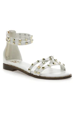 Sandali bianchi con borchie e doppio cinturino Me & Me 1662-ME u0026 ME Outlet