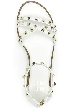 Sandali bianchi con borchie e doppio cinturino Me & Me 1662-ME u0026 ME Outlet