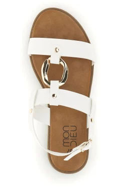 Sandali bianchi con decoro circolare frontale PREA3712-MON DIEU Best