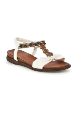 Sandali bianchi con dettagli gioiello e cinturino elasticizzato Quanna mel 560319-QUANNA MELL Discount