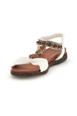 Sandali bianchi con dettagli gioiello e cinturino elasticizzato Quanna mel 560319-QUANNA MELL Discount