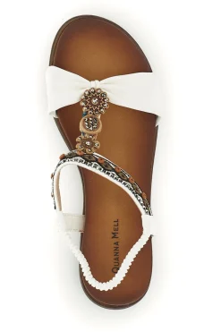 Sandali bianchi con dettagli gioiello e cinturino elasticizzato Quanna mel 560319-QUANNA MELL Discount