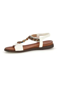 Sandali bianchi con dettagli gioiello e cinturino elasticizzato Quanna mel 560319-QUANNA MELL Discount
