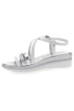 Sandali Bianchi con Dettagli Argento e Platform 2433-MIO TEMPO New