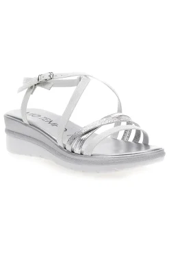 Sandali Bianchi con Dettagli Argento e Platform 2433-MIO TEMPO New