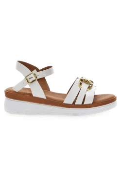 Sandali Bianchi Con Dettagli Oro 247402-PRIMA RIGA Discount