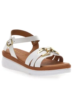 Sandali Bianchi Con Dettagli Oro 247402-PRIMA RIGA Discount