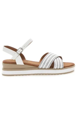 Sandali bianchi con fasce glitterate e zeppa bassa CH2071B02-PITTARELLO SUN Best