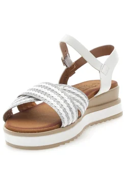 Sandali bianchi con fasce glitterate e zeppa bassa CH2071B02-PITTARELLO SUN Best