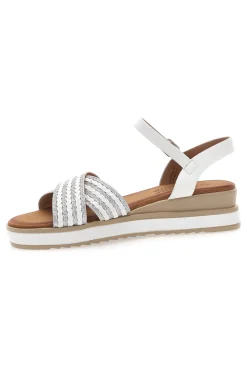 Sandali bianchi con fasce glitterate e zeppa bassa CH2071B02-PITTARELLO SUN Best