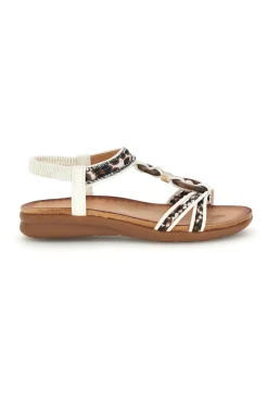 Sandali bianchi con fascette decorate e strass k358607-QUANNA MELL Outlet