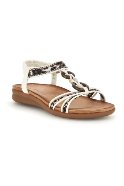 Sandali bianchi con fascette decorate e strass k358607-QUANNA MELL Outlet