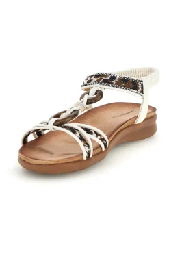 Sandali bianchi con fascette decorate e strass k358607-QUANNA MELL Outlet