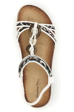 Sandali bianchi con fascette decorate e strass k358607-QUANNA MELL Outlet