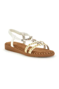 Sandali bianchi con fascette intrecciate e dettagli metallici 22136-QUANNA MELL Clearance