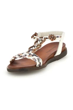 Sandali bianchi con fascia intrecciata e dettagli metallici 560317-QUANNA MELL Clearance