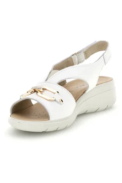 Sandali bianchi con fascia incrociata e morsetto 107930140501-IMAC Online