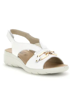 Sandali bianchi con fascia incrociata e morsetto 107930140501-IMAC Online