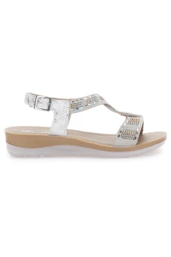 Sandali bianchi con strass comfort 43BV-INBLU Outlet