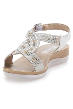 Sandali bianchi con strass comfort 43BV-INBLU Outlet