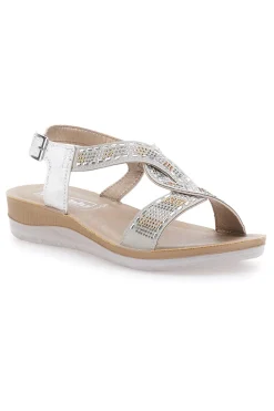 Sandali bianchi con strass comfort 43BV-INBLU Outlet