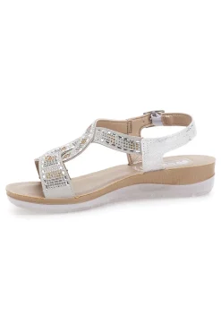 Sandali bianchi con strass comfort 43BV-INBLU Outlet