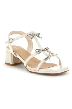 Sandali bianchi con strass e tacco largo 519601320-MARIELLA BURANI Discount