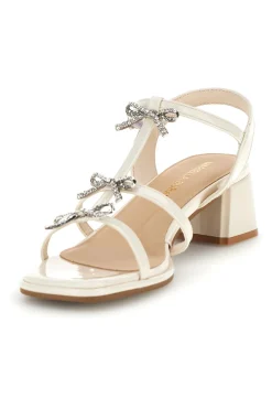 Sandali bianchi con strass e tacco largo 519601320-MARIELLA BURANI Discount