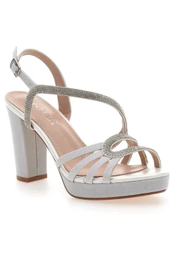 Sandali Bianchi con Strass e Tacco Alto P579-FIRST LADY Hot
