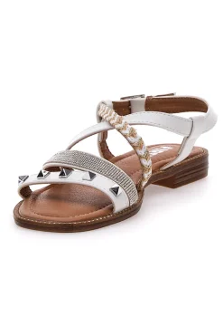 Sandali Bianchi Con Suola Flat e Borchie 313811-THE FIRST Hot