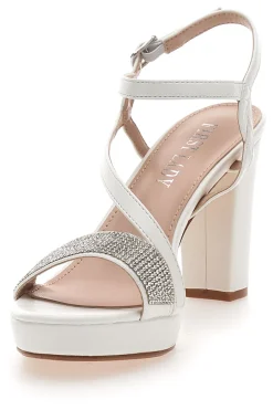Sandali Bianchi con Tacco Alto e Fascia con Glitter P542-FIRST LADY Sale