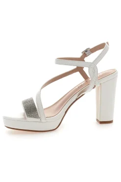 Sandali Bianchi con Tacco Alto e Fascia con Glitter P542-FIRST LADY Sale