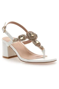 Sandali bianchi con tacco medio e Pietre 655-THE FIRST Discount
