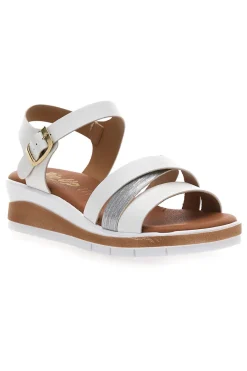 Sandali bianchi con zeppa 401-BIO UP