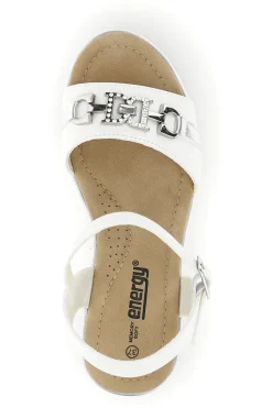 Sandali Bianchi con zeppa e catena decorativa E425-ENERGY Online