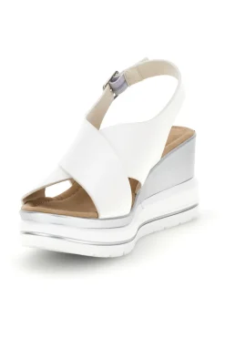 Sandali Bianchi con zeppa e fasce incrociate E423-ENERGY Sale