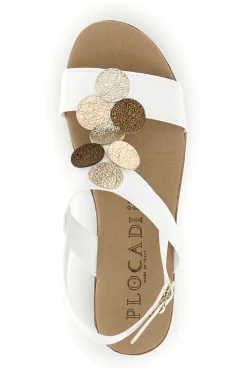Sandali bianchi con zeppa e forme geometriche 363033-PLOCADI Clearance