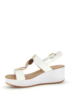 Sandali bianchi con zeppa e forme geometriche 363033-PLOCADI Clearance