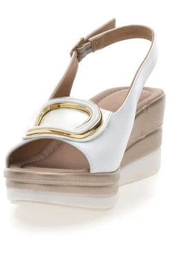 Sandali bianchi con zeppa e maxi fibbia MK3197352-PITTARELLO LOOK Clearance