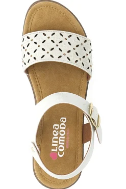 Sandali bianchi con zeppa traforati 7194P-LINEA COMODA Discount