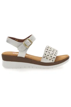 Sandali bianchi con zeppa traforati 7194P-LINEA COMODA Discount